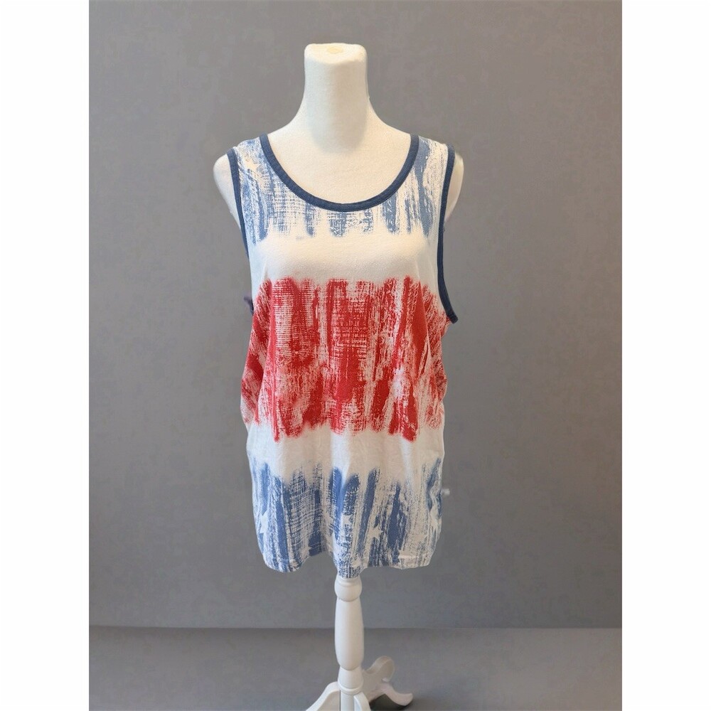 Original Use Men's Patriotic Tank Top Brushstroke USA Flag Graphic Size M